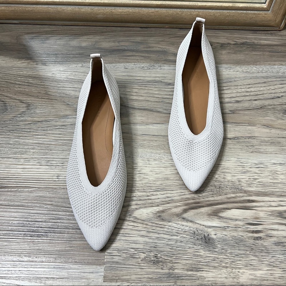 Everlane Pointed Knit Ballet Flats in Off-White
